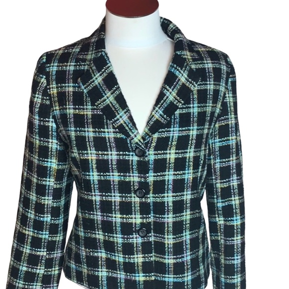 Requirements Petite Tweed Deep Vneck Blazer - Picture 1 of 4